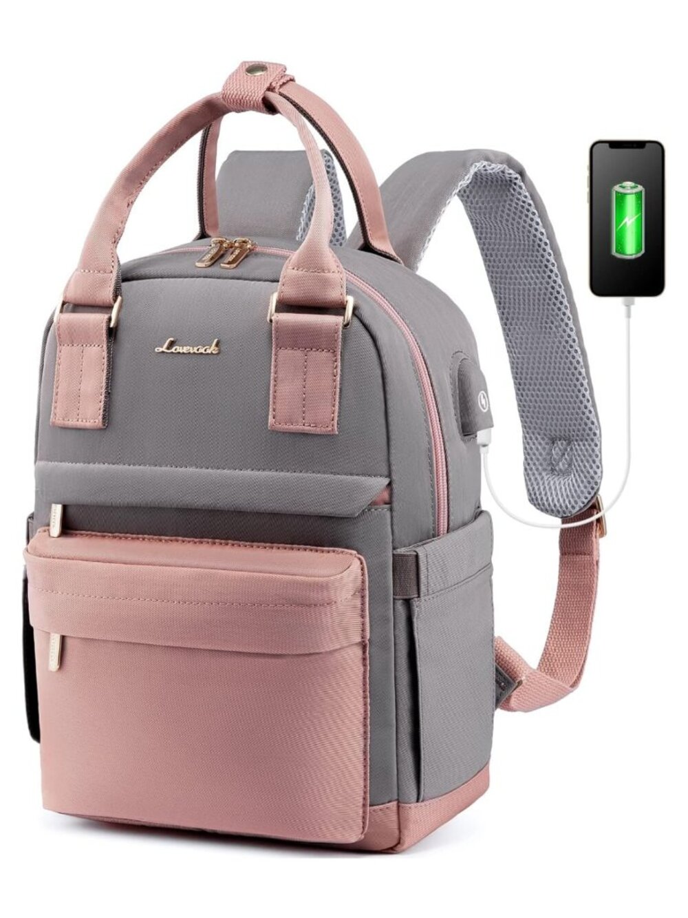 Mini Backpack Purse Waterproof Nylon Travel Daypack with USB Port